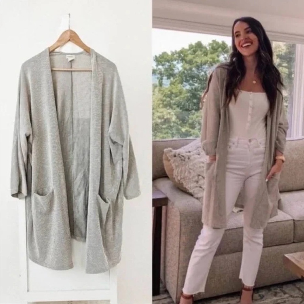 DONNI. Light Gray Open-Front Cardigan